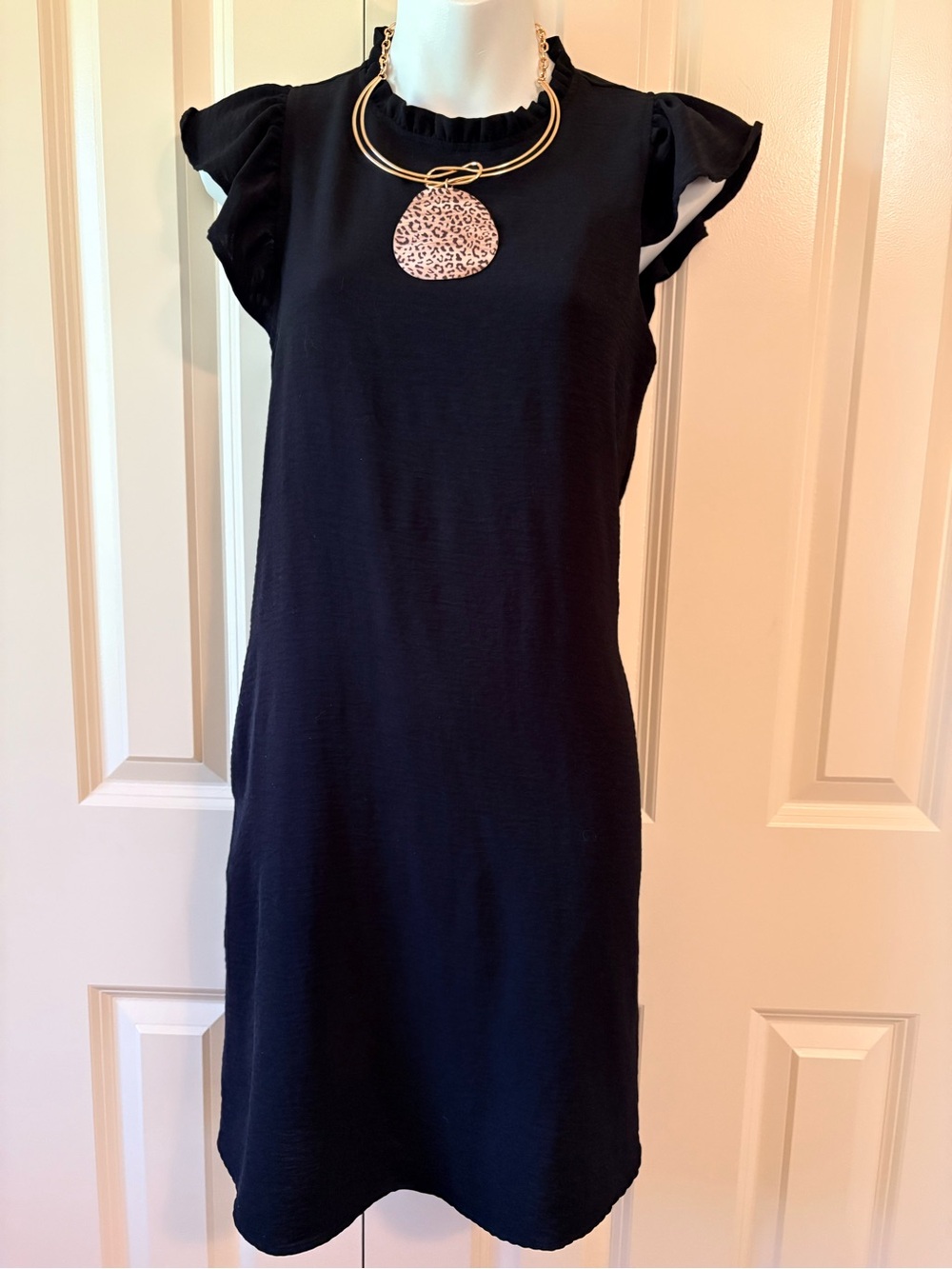 Classic Black Ruffle-Sleeve Women’s Dress, size XS